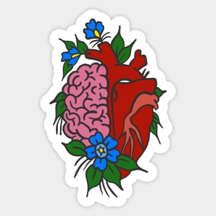 Traditional Style Heart & Brain Sticker